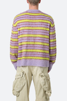 Striped Mohair Sweater | Green x Purple