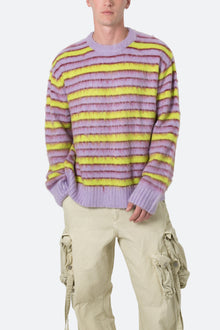 Striped Mohair Sweater | Green x Purple