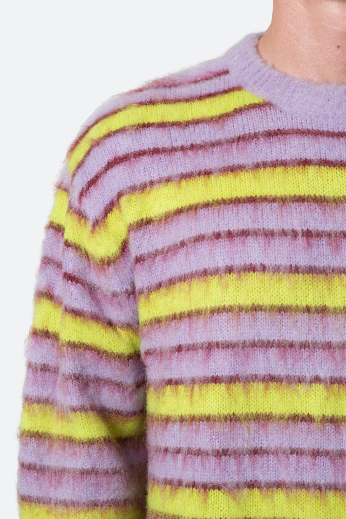 Striped Mohair Sweater | Green x Purple