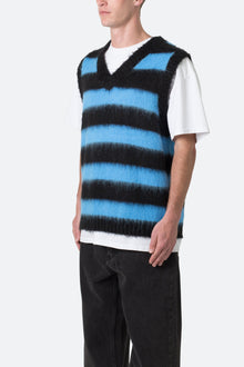 Striped Mohair Sweater Vest | Black x Blue