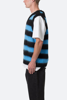 Striped Mohair Sweater Vest | Black x Blue