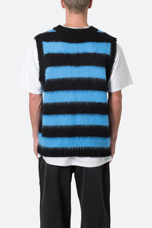 Striped Mohair Sweater Vest | Black x Blue