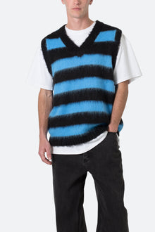 Striped Mohair Sweater Vest | Black x Blue
