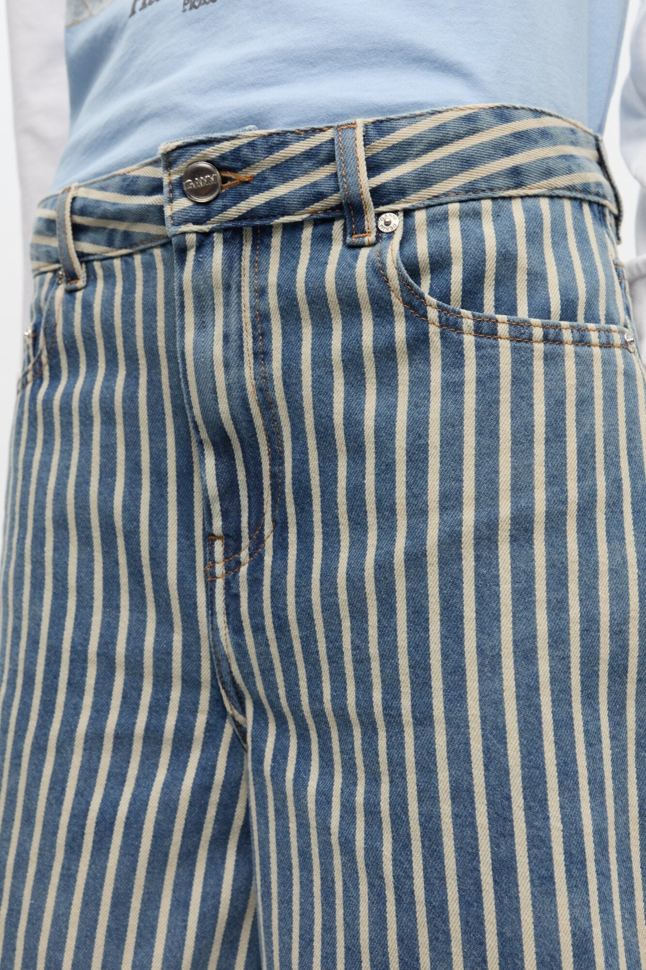 Striped Denim Shorts | Soft Chambray