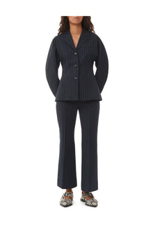 Striped Stretch Cropped Trousers | Sky Captain