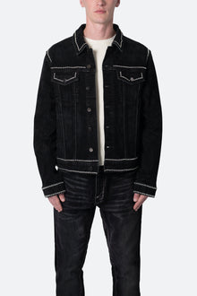 Studded Suede Denim Jacket | Black
