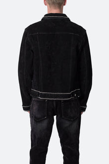 Studded Suede Denim Jacket | Black