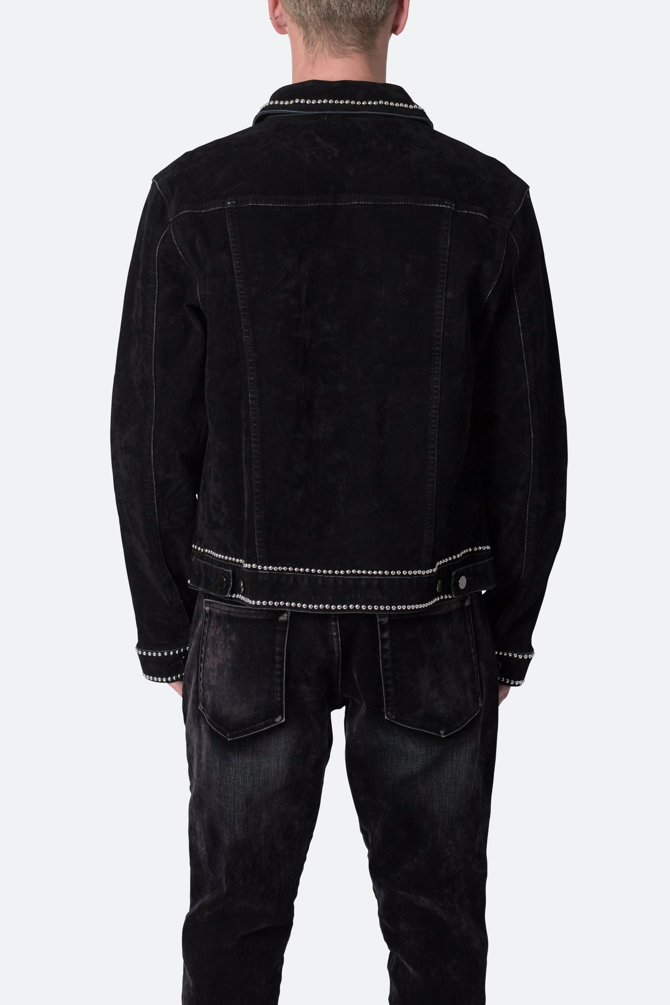 Studded Suede Denim Jacket | Black
