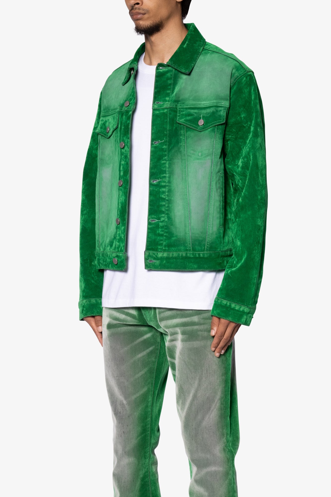 Suede Trucker Jacket | Green