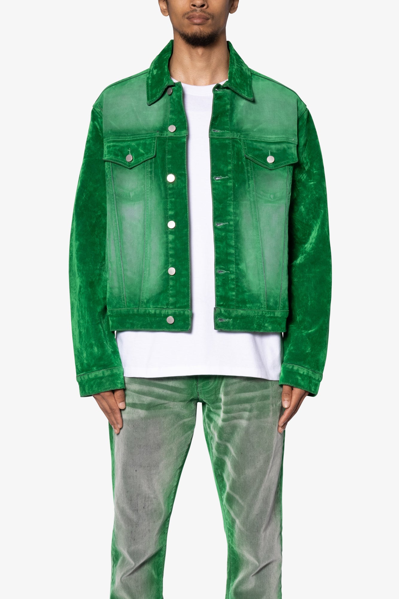 Suede Trucker Jacket | Green