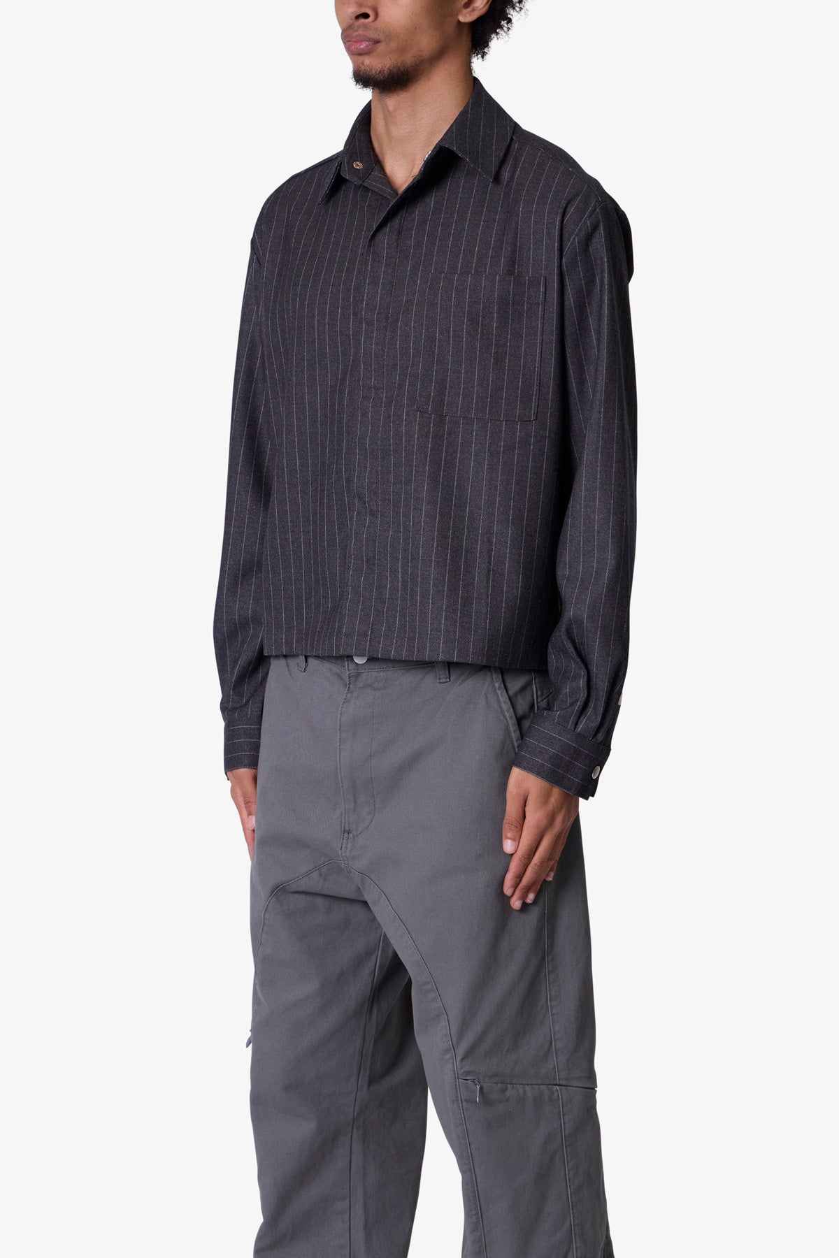 Suited Cropped L x S Shirt | Black