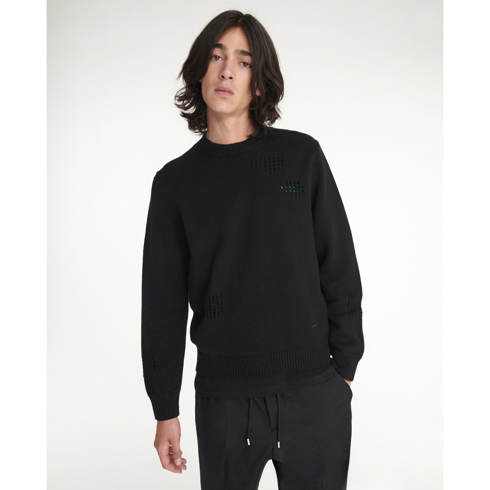 Sweater In Wool Blend With Detail | Men | Black