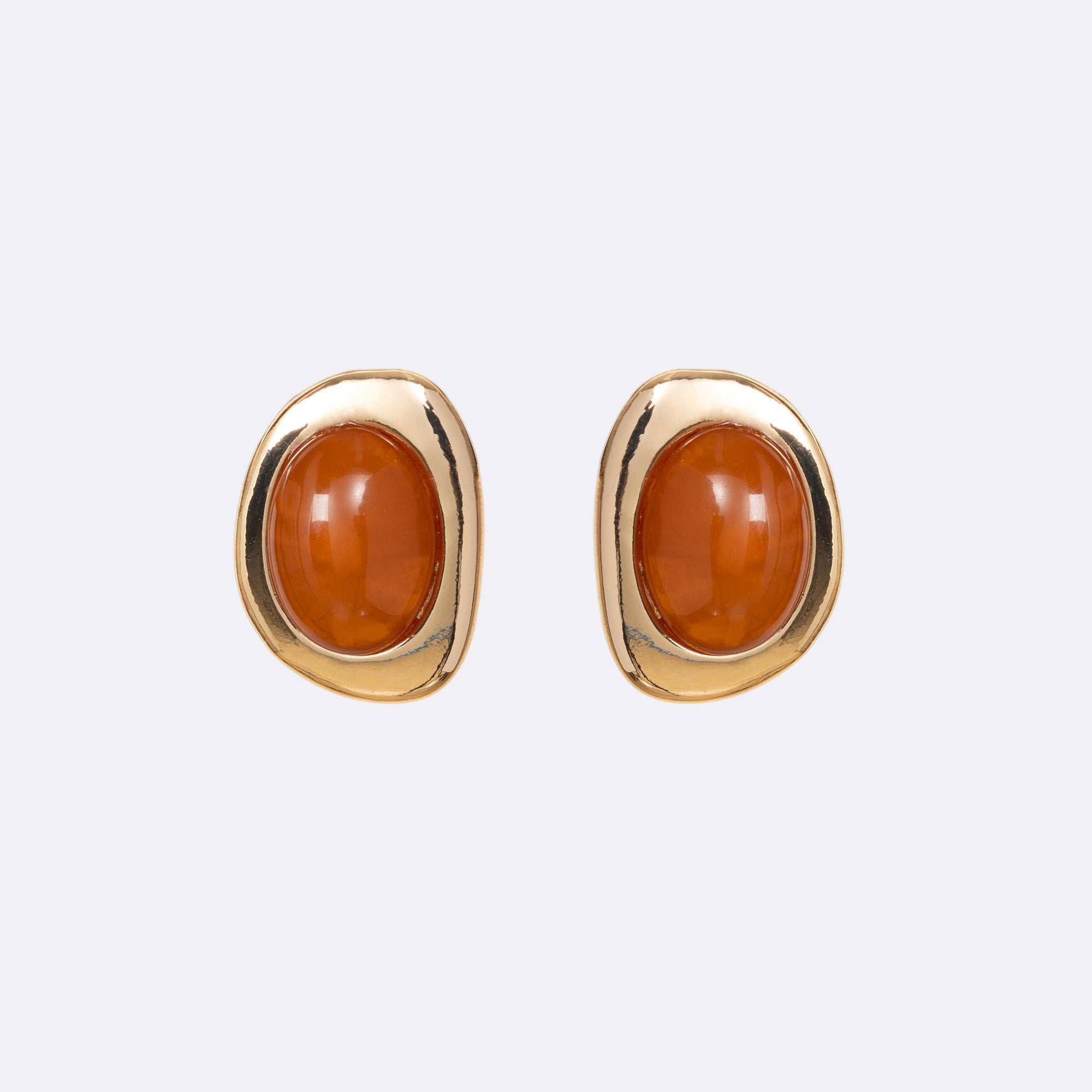 Amber Honey Resin Studs Earring | Brown | Gold