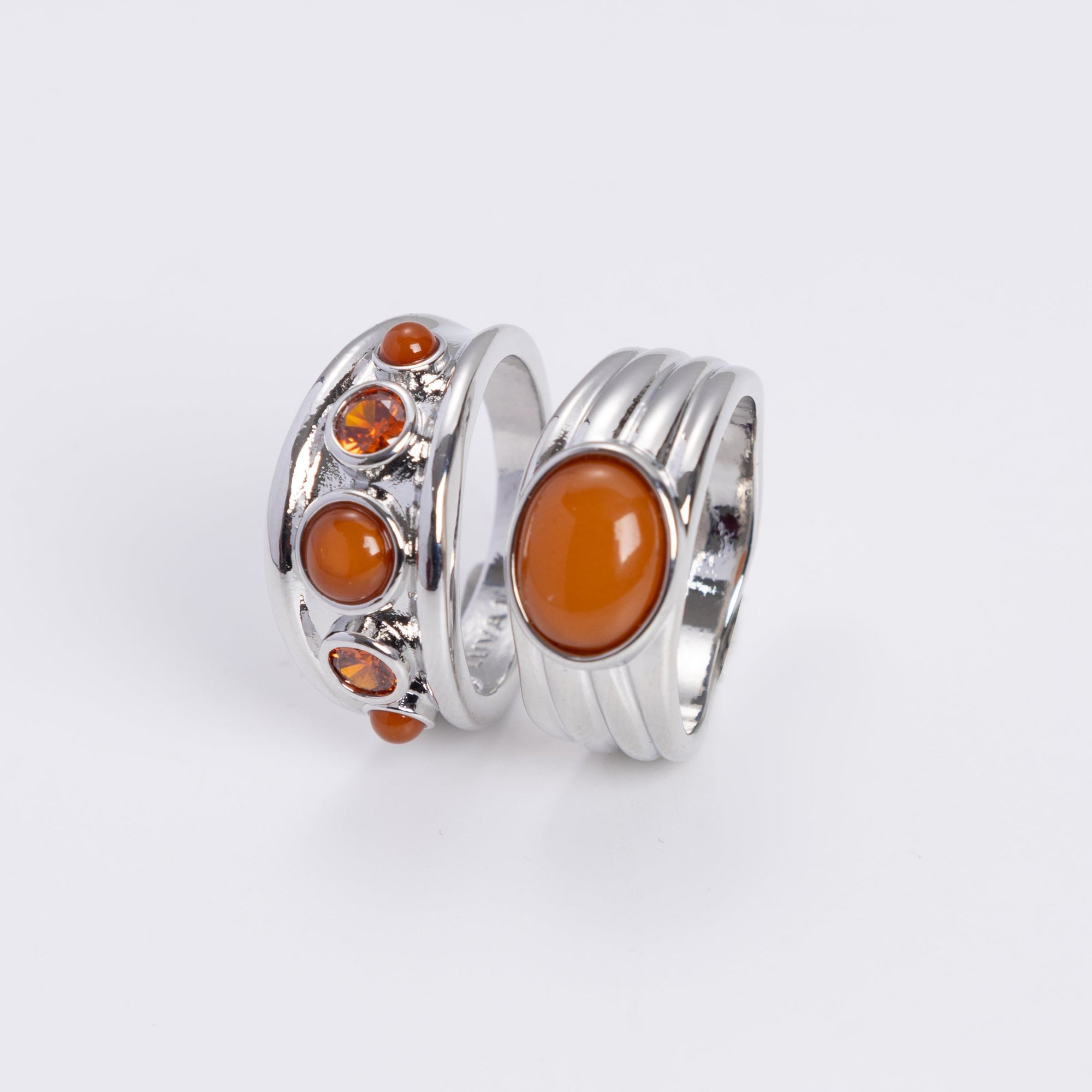 Valencia Ring Set | Red Natural Stone | Silver