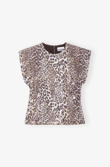Printed Stretch Sequins Blouse | Leopard