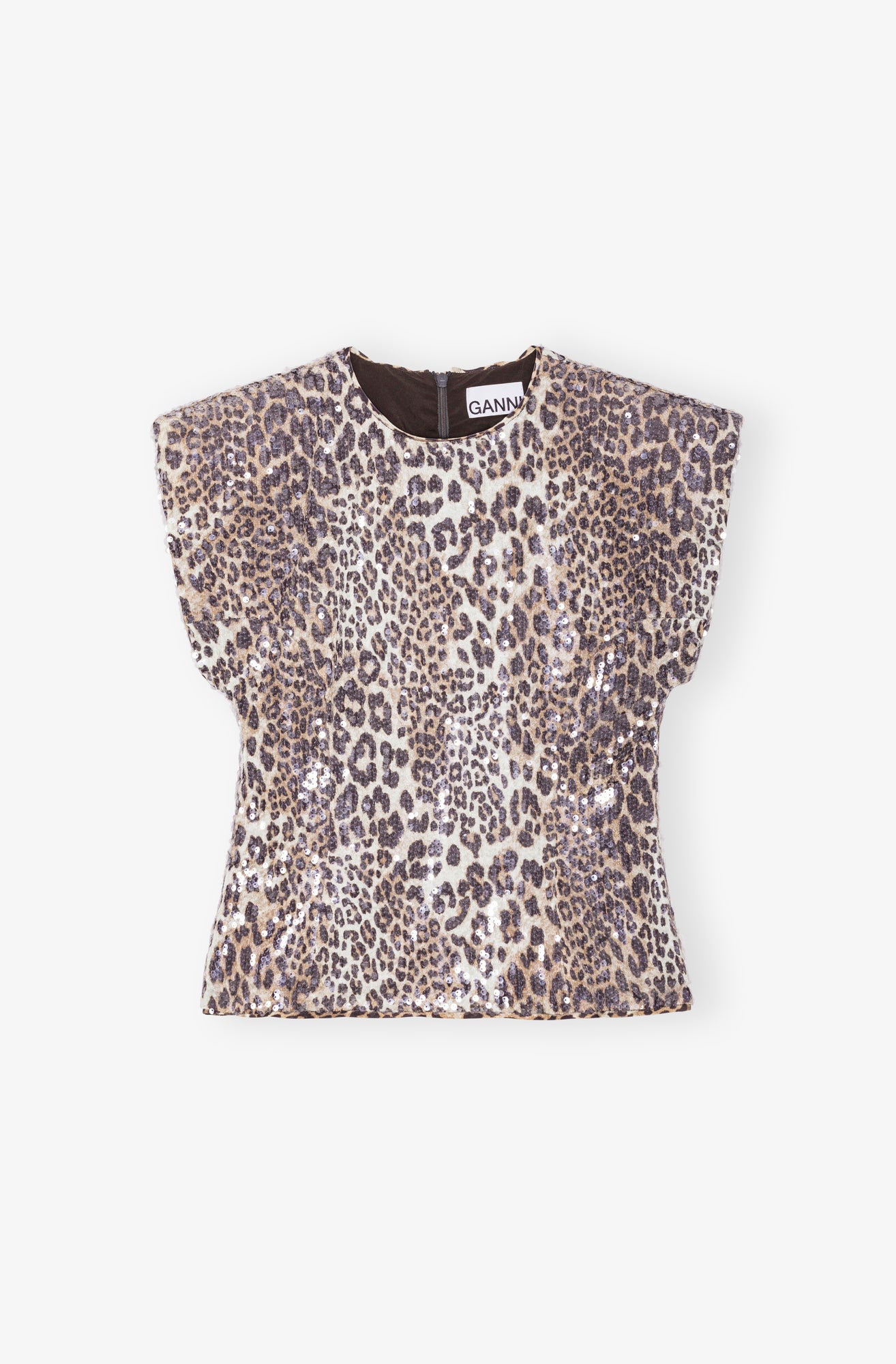 Printed Stretch Sequins Blouse | Leopard