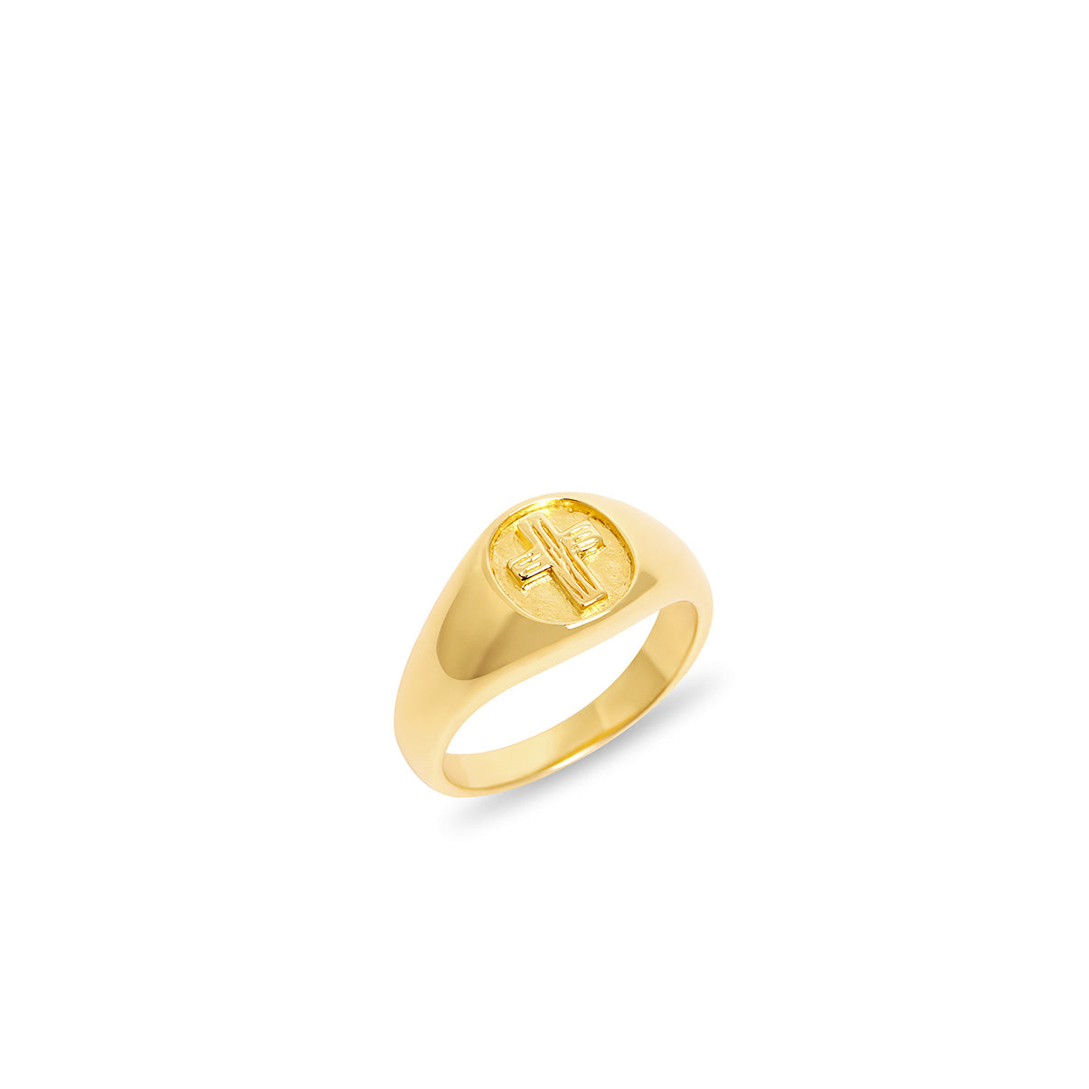 The Embossed Cross Signet Ring | 18KT Gold Vermeil & Sterling Silver