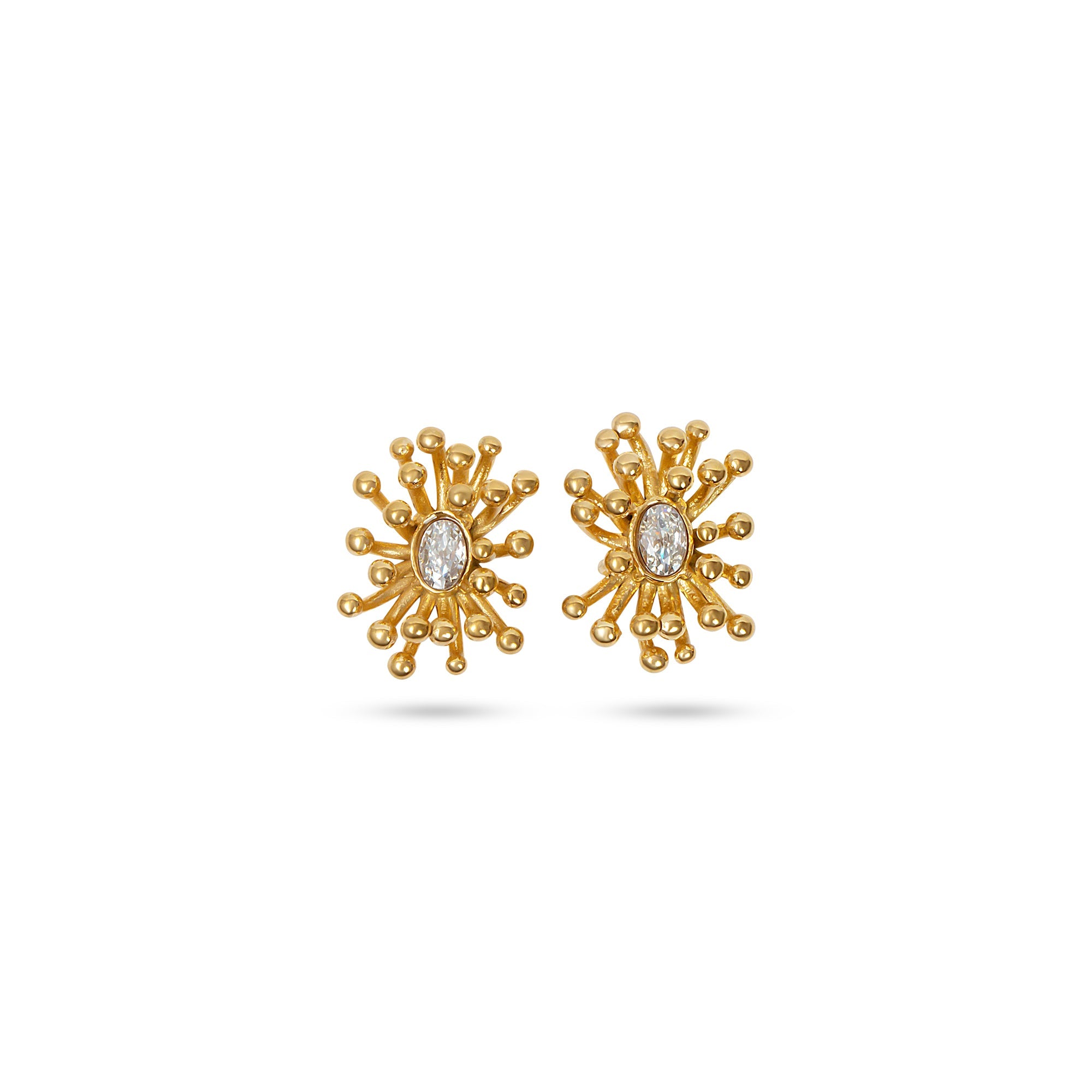 The Oval Diamond Cluster Stud Earrings | 18KT Gold Vermeil