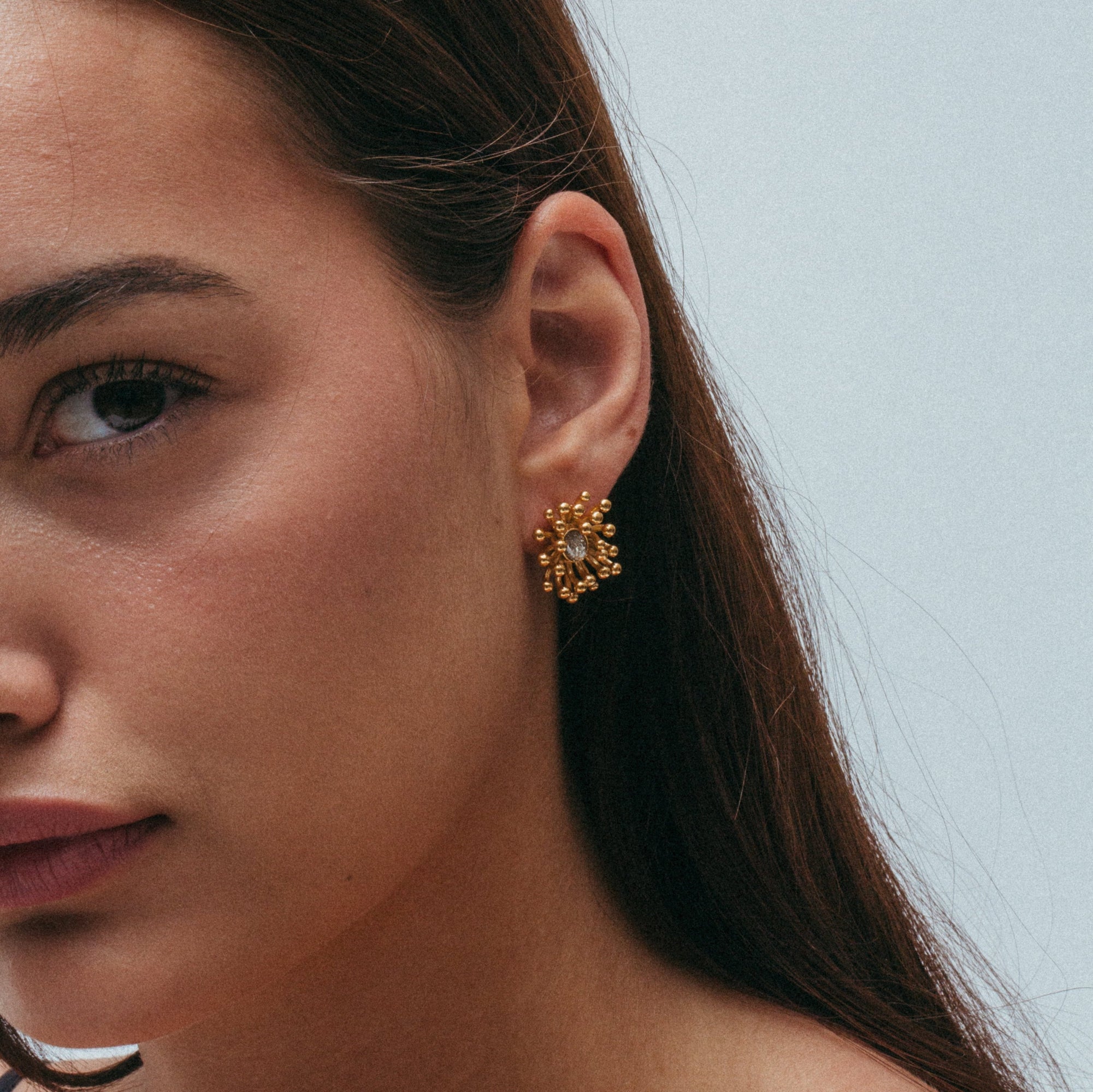 The Oval Diamond Cluster Stud Earrings | 18KT Gold Vermeil