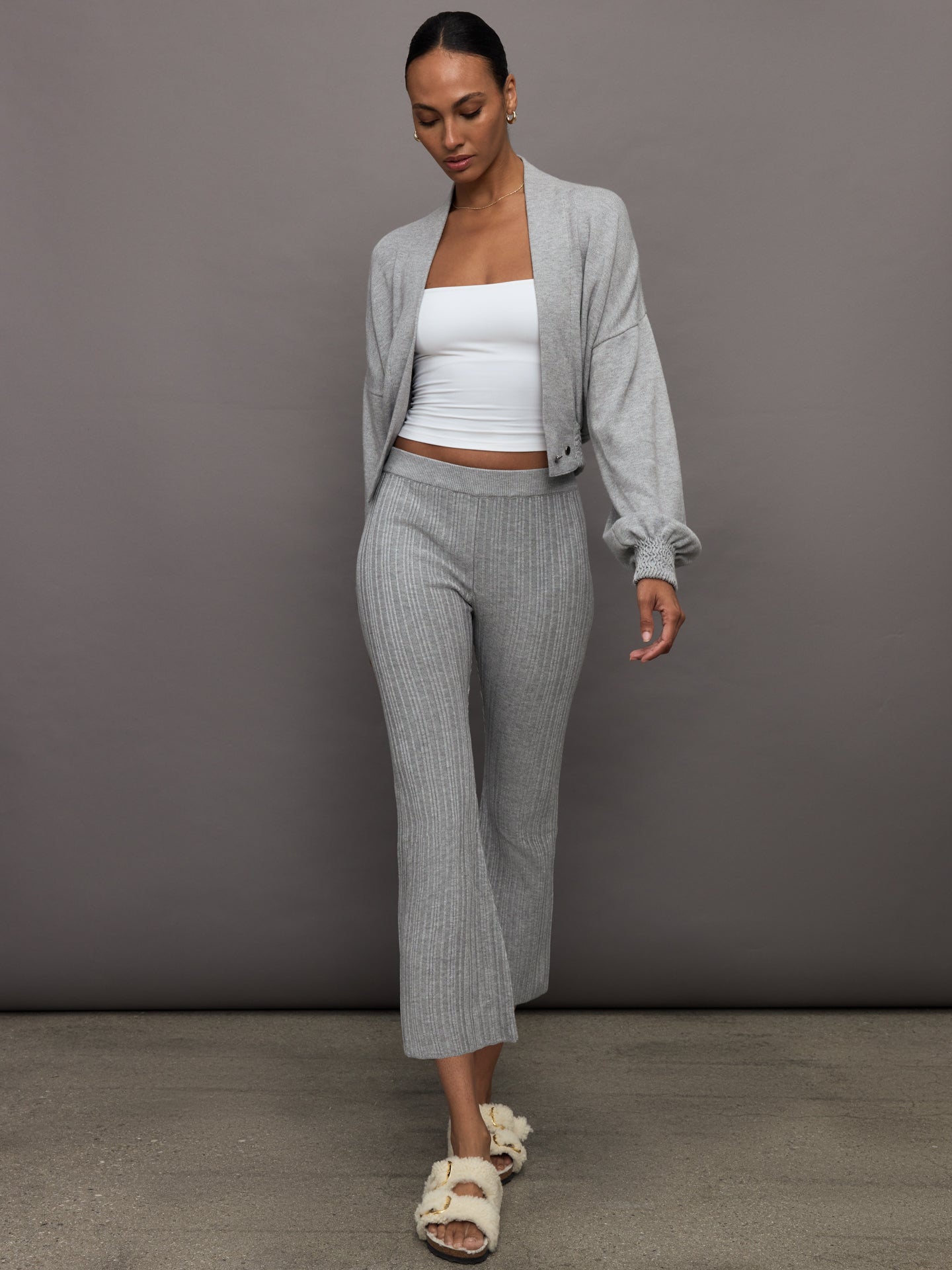 Pallas Rib Knit Bootcut Pant | Heather Grey