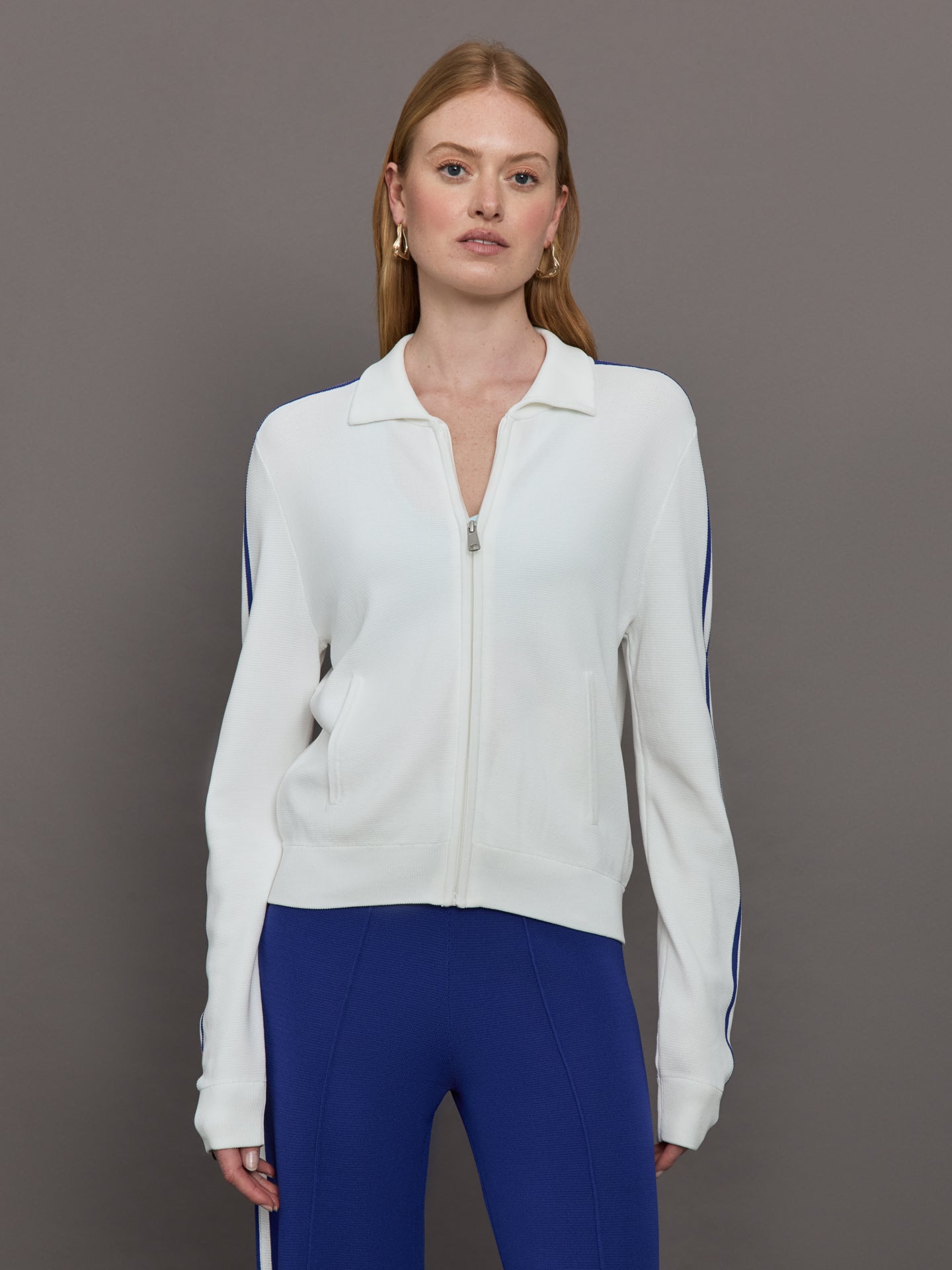 Carnaby Pari Zip Knit Jacket | White