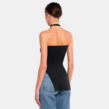 OW Collection TIE High Slit Top Account 002 - Black Caviar