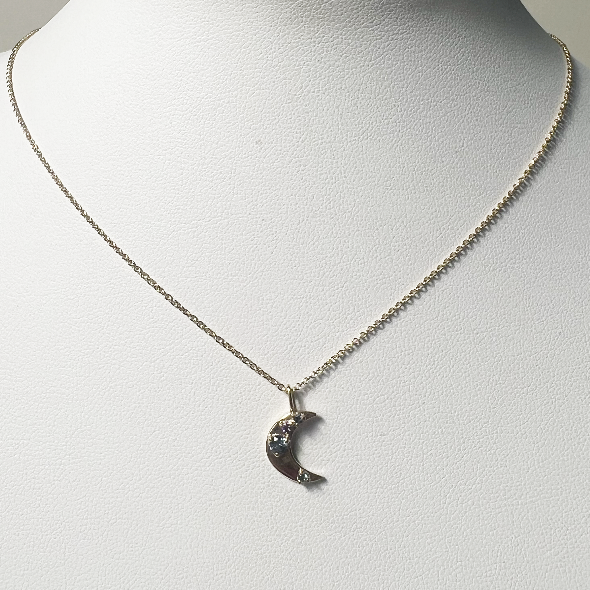 Crescent Moon Gemstone Necklace | 10K Yellow Gold