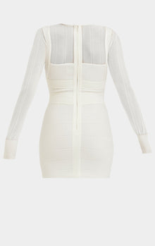 Textured Sheer Bustier Mini Dress | Alabaster