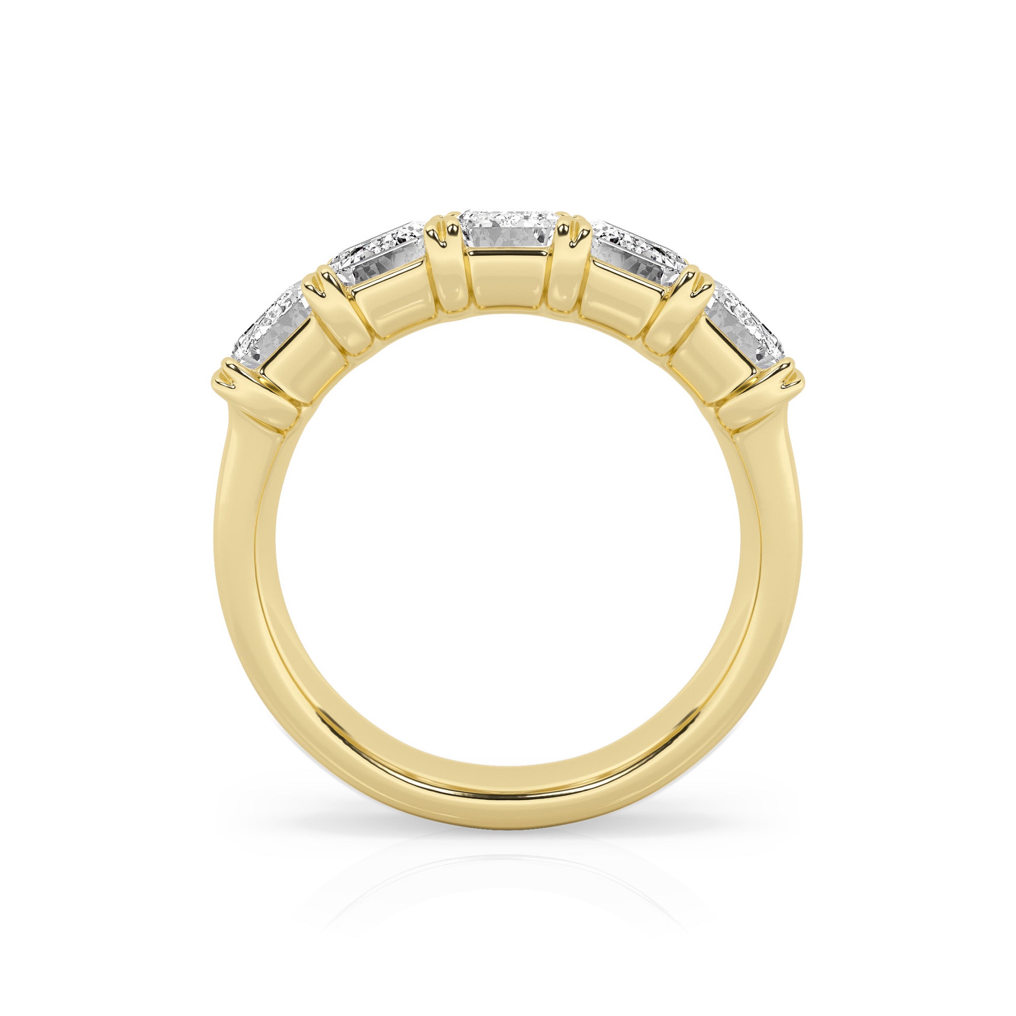 4.00 CT Emerald Lab-Grown Diamond | Five Stone Anniversary Wedding Band Ring | 14K Yellow Gold | G Color | VS Clarity