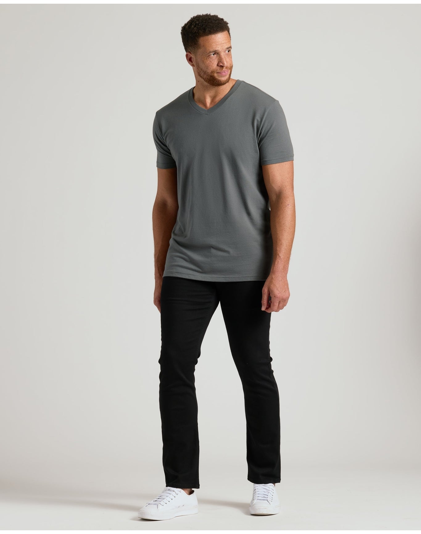 Tall Short Sleeve Classic V-Neck | Carbon