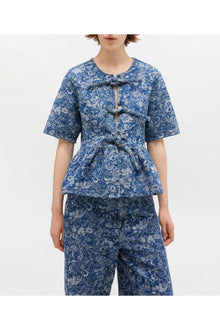 Tapestry Peplum Blouse | Mid Blue Stone