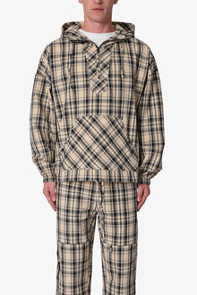 Tartan Print Quarter Zip Jacket | Cream