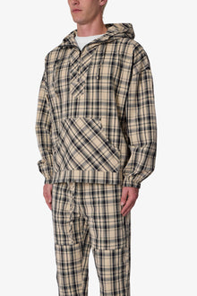 Tartan Print Quarter Zip Jacket | Cream