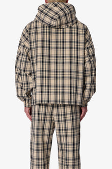 Tartan Print Quarter Zip Jacket | Cream