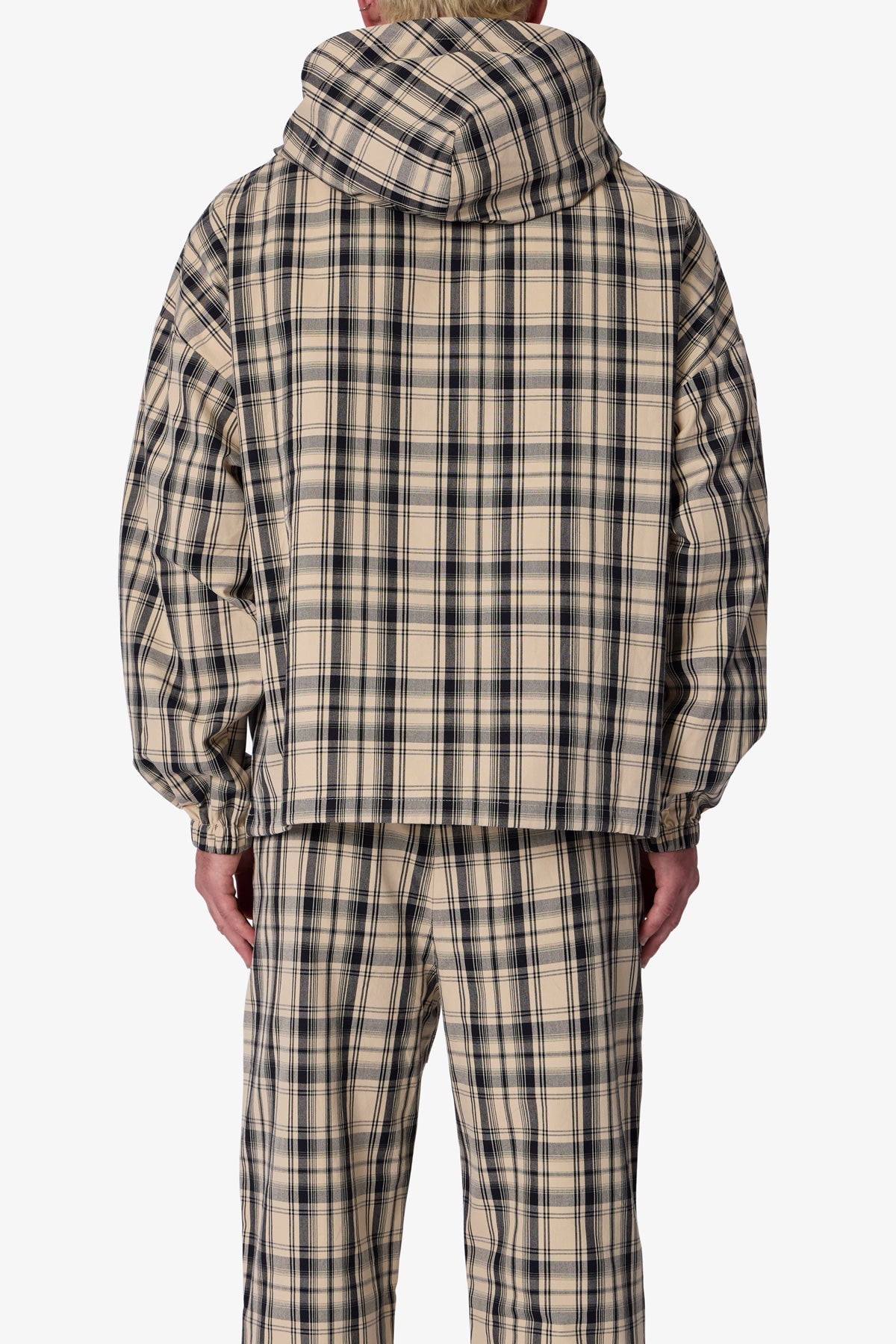 Tartan Print Quarter Zip Jacket | Cream