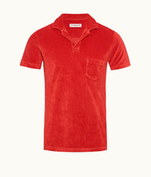 Terry Towelling Tailored Fit Towelling Resort Polo Shirt | Summer Red