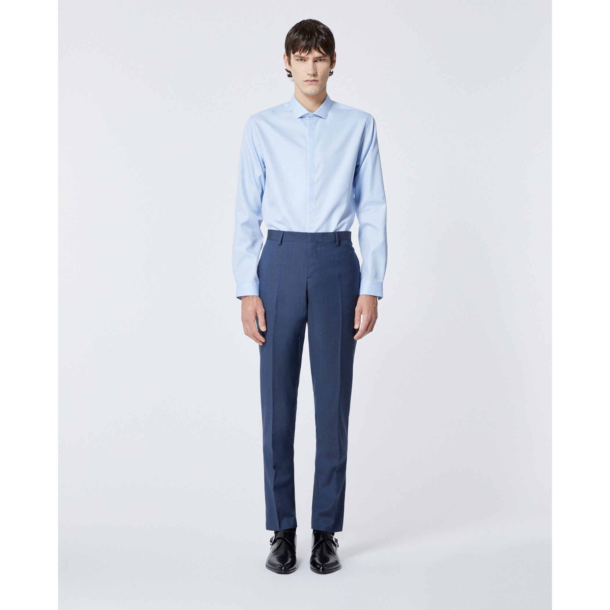 Textured Wool Suit Pants | Men | Blue