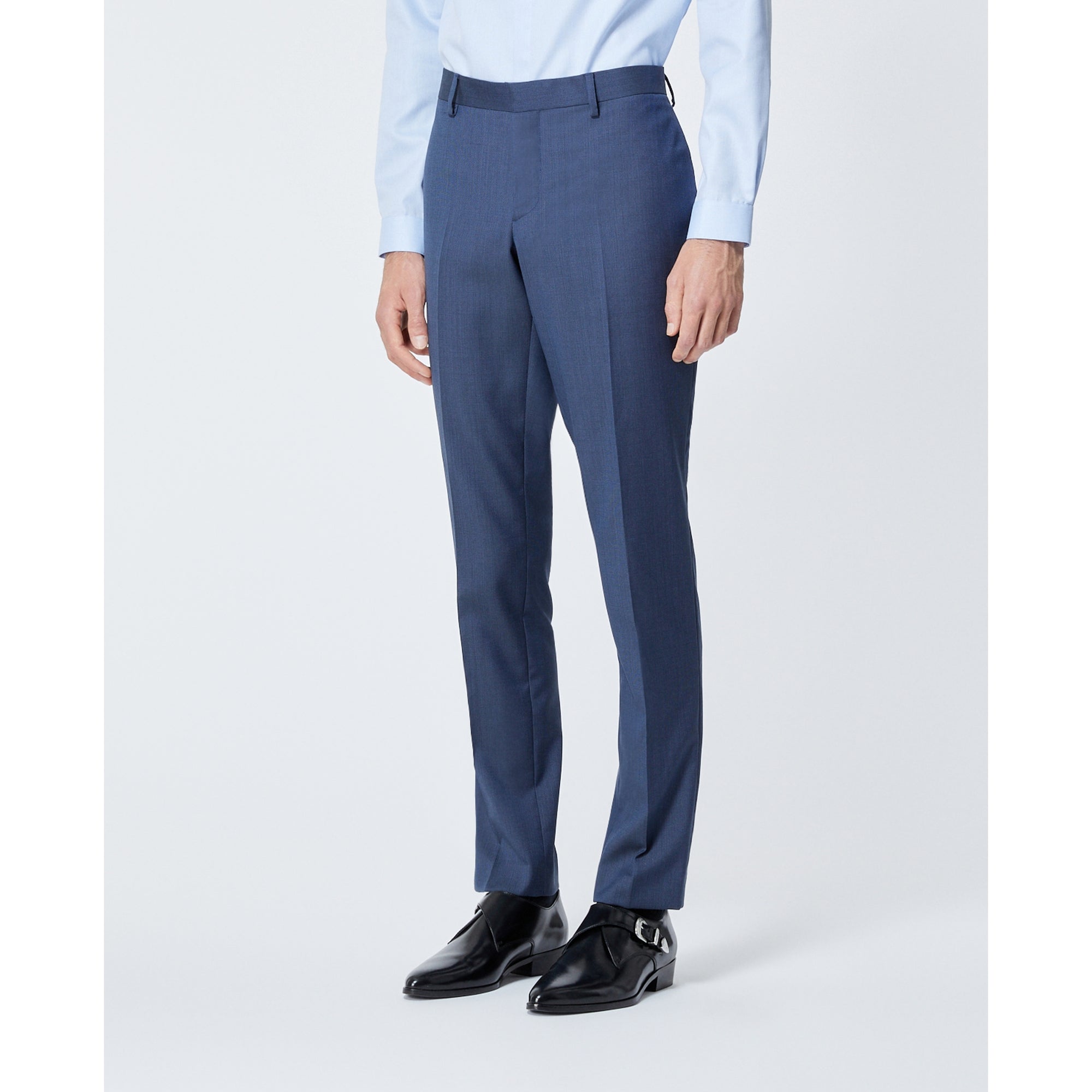 Textured Wool Suit Pants | Men | Blue