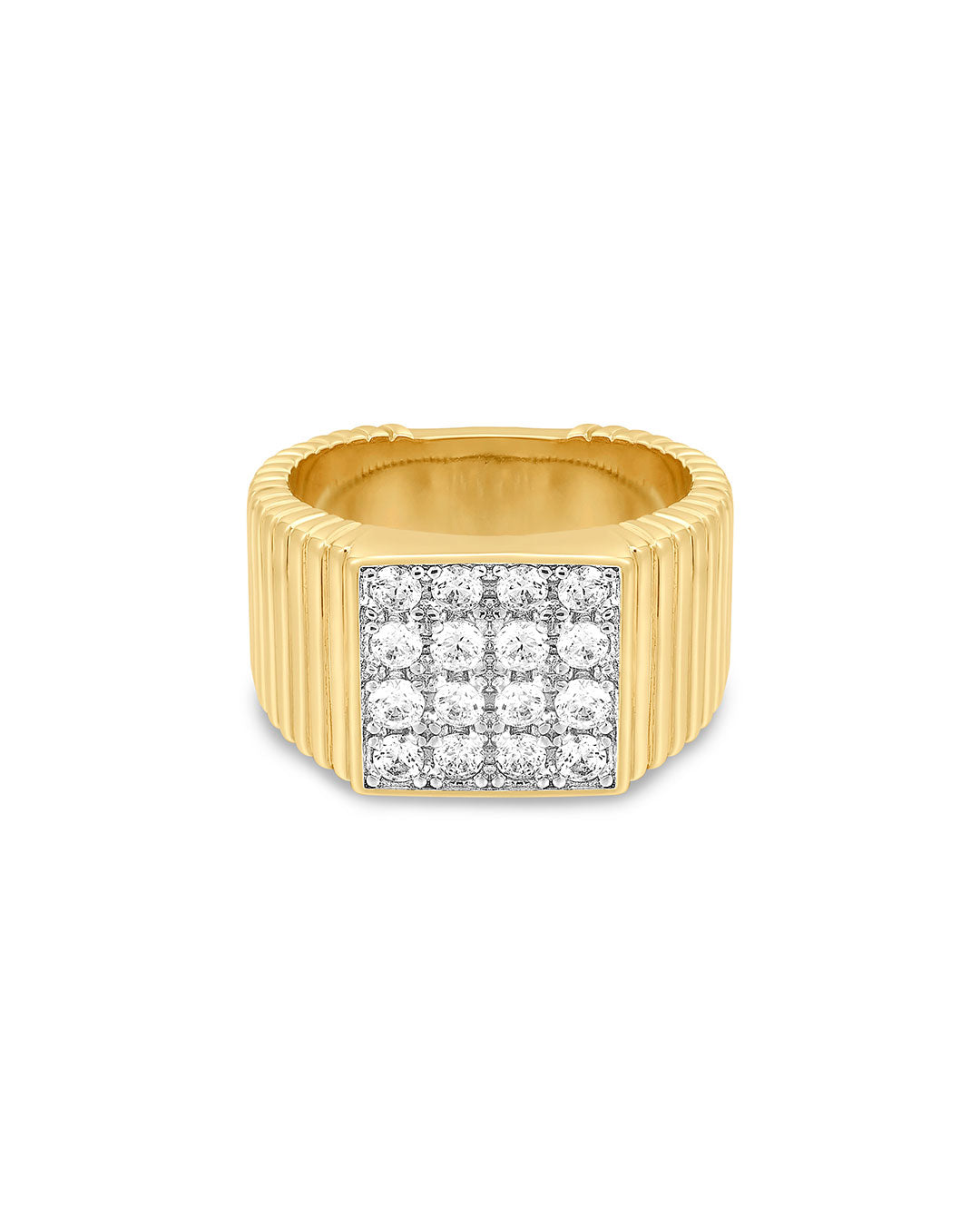 The Pave Square Signet Ring | Cubic Zirconia | Gold