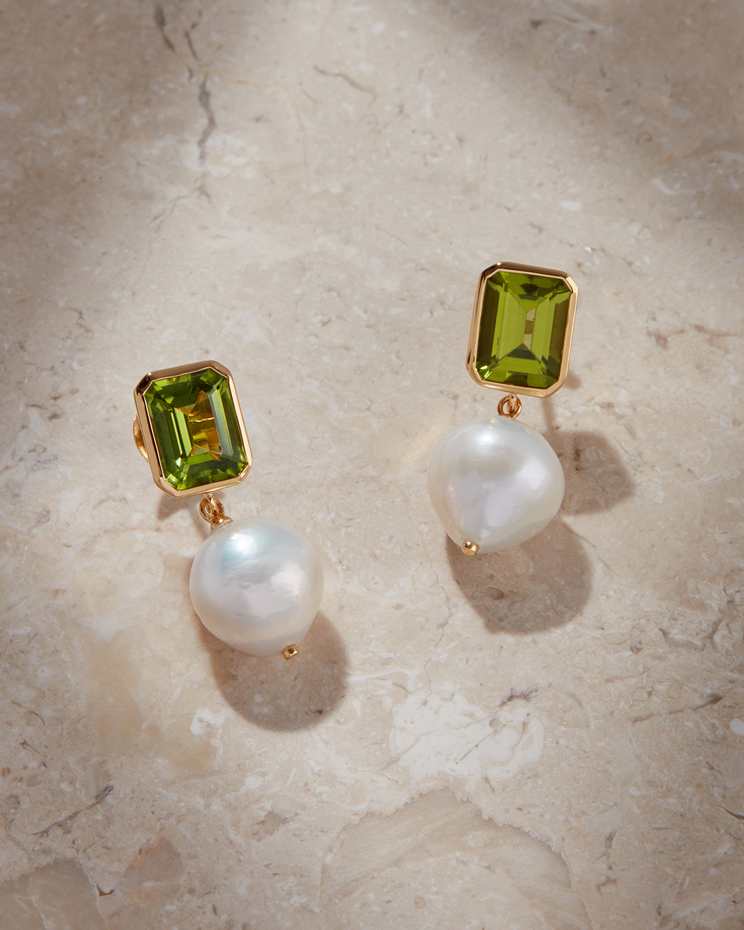 The Peridot Pearl Studs | Gold Vermeil Plated Sterling Silver