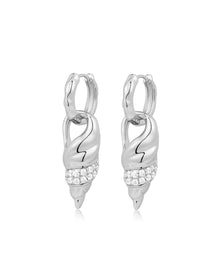 The Seashell Charm Hoops | Cubic Zirconia | Silver