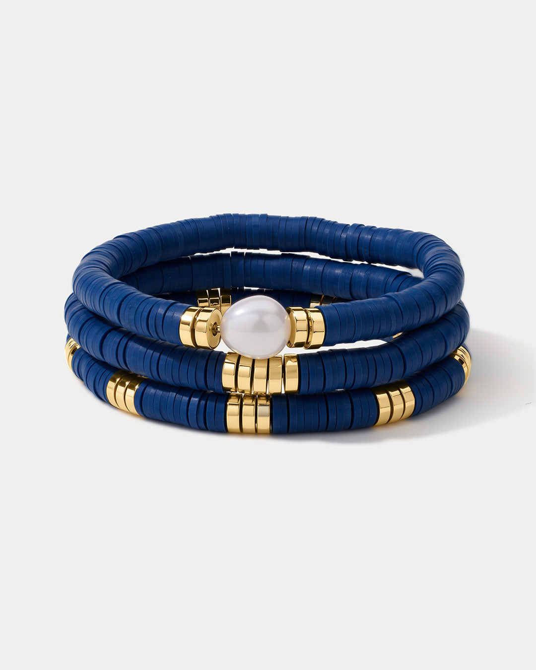 The Seville Pearl Bracelet Set- Navy | Gold