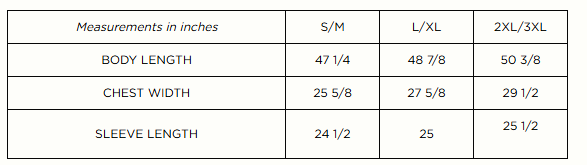 Product size guide