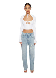 Womens | Thermal Knit Tie Top | White