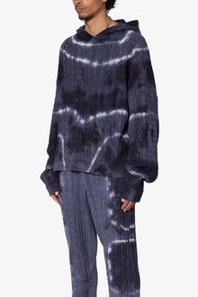 Tie Dye Cable Knit Hoodie | Black