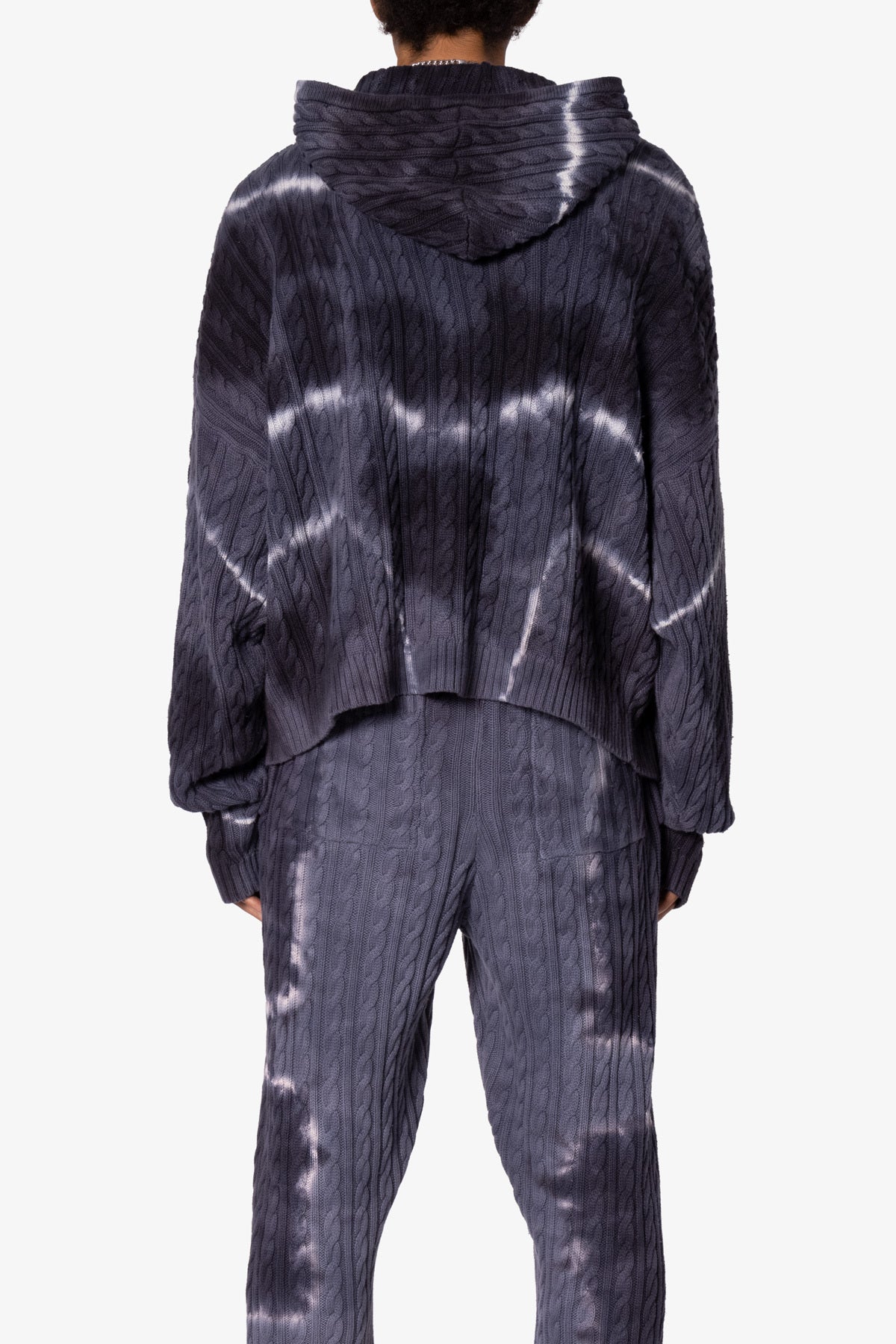 Tie Dye Cable Knit Hoodie | Black