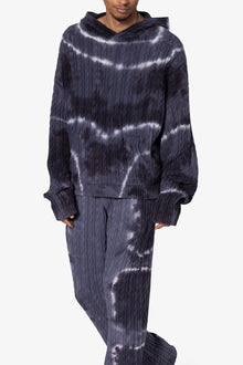 Tie Dye Cable Knit Hoodie | Black