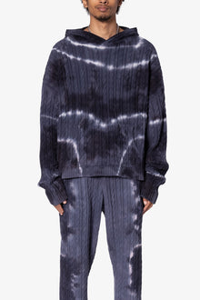 Tie Dye Cable Knit Hoodie | Black