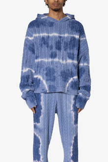 Tie Dye Cable Knit Hoodie | Blue