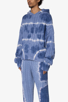 Tie Dye Cable Knit Hoodie | Blue